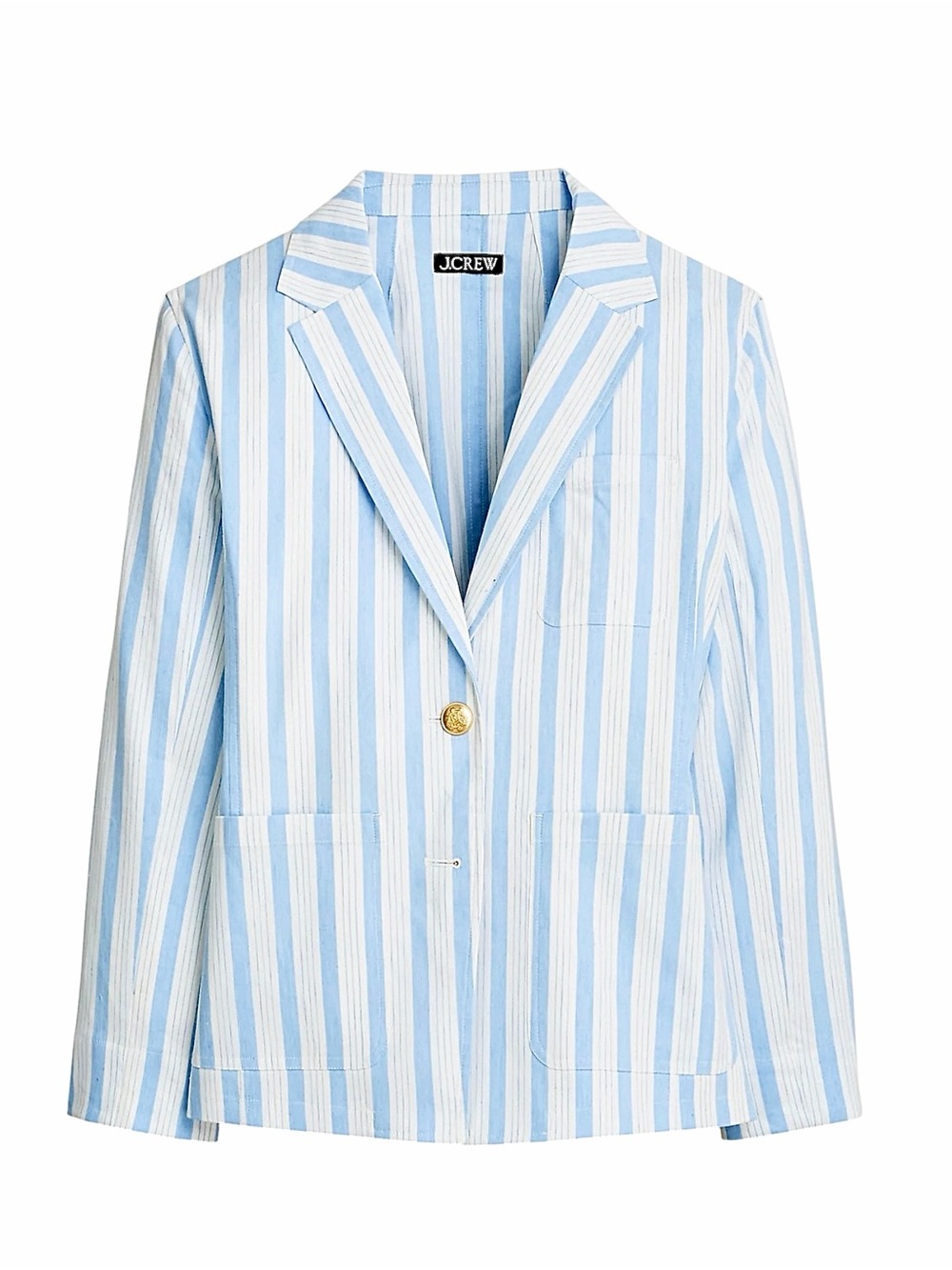 * NWT – J.Crew – Patch Pocket Blazer Linen Blend Striped – Blue White – Sz. M